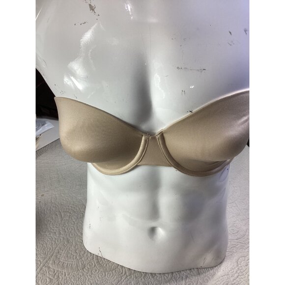 Maidenform Strapless Comfort Devotion Tan Bra*Underwire*36C*Halloween*Sissy*EUC - Picture 1 of 9